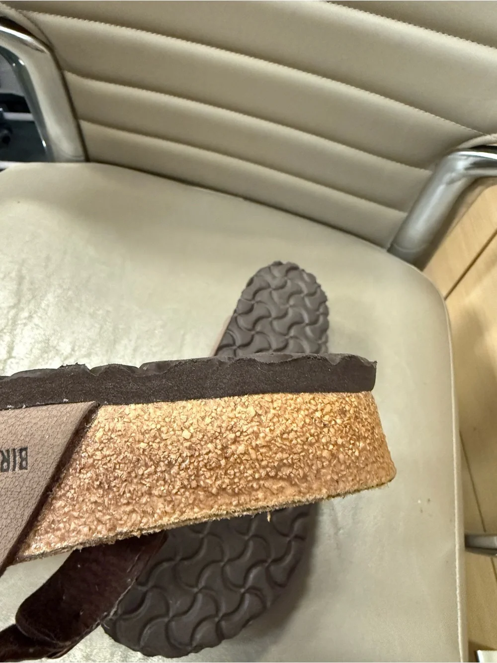 Birkenstock Women's Taupe Brown Double Strap Slide Sandals